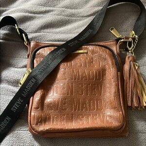 Steve Madden Brown Textured Crossbody Bag with Tassel
